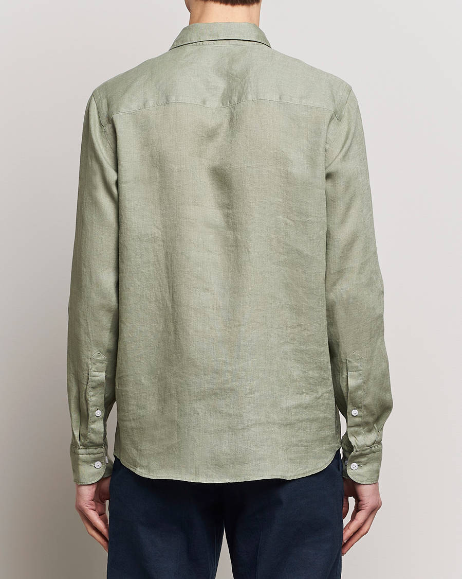 Herre | Skjorter | J.Lindeberg | Regular Fit Clean Linen Shirt Oil Green