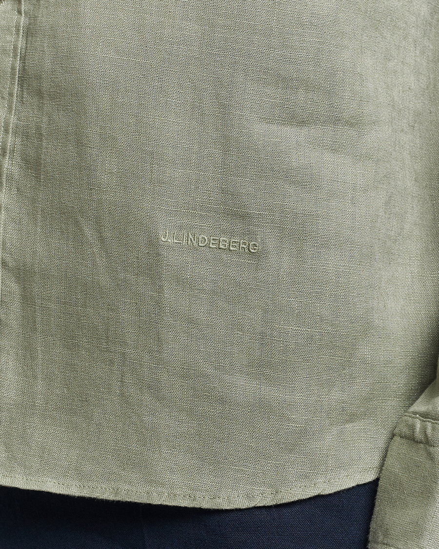 Herre | Skjorter | J.Lindeberg | Regular Fit Clean Linen Shirt Oil Green