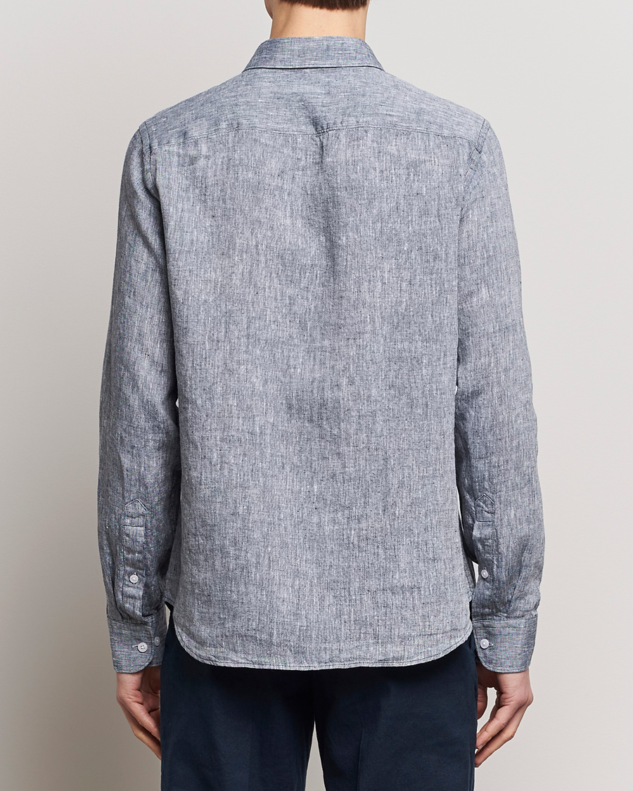 Herre | Skjorter | J.Lindeberg | Slim Fit Linen Melange Shirt Navy