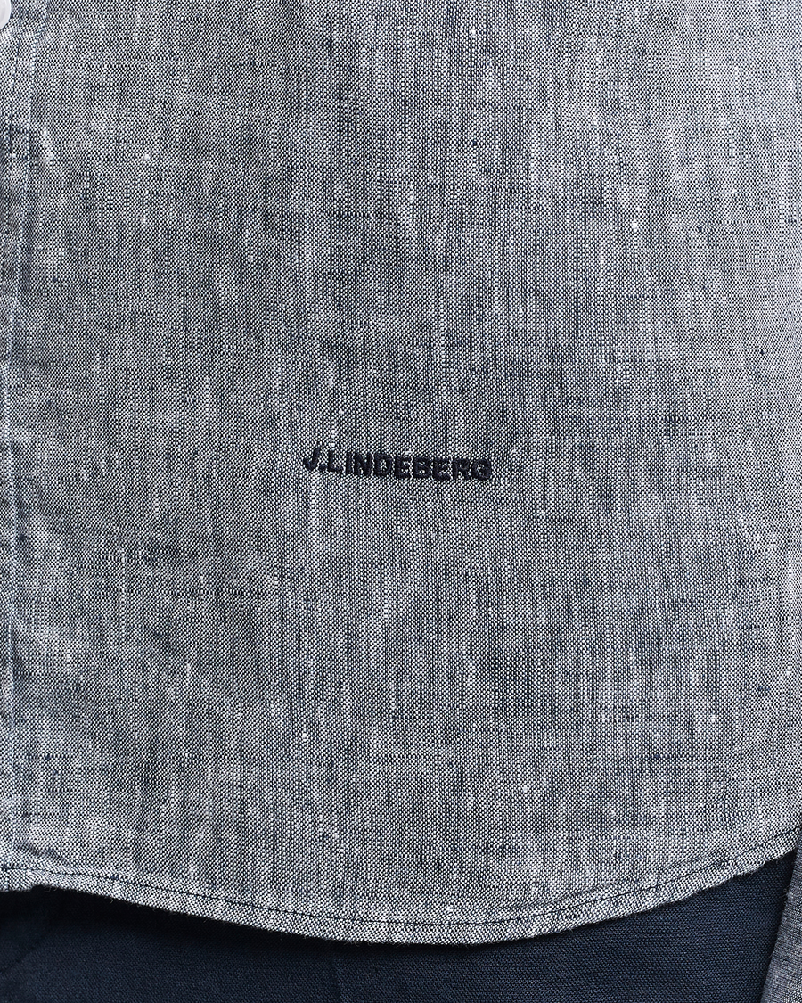 Herre | Skjorter | J.Lindeberg | Slim Fit Linen Melange Shirt Navy