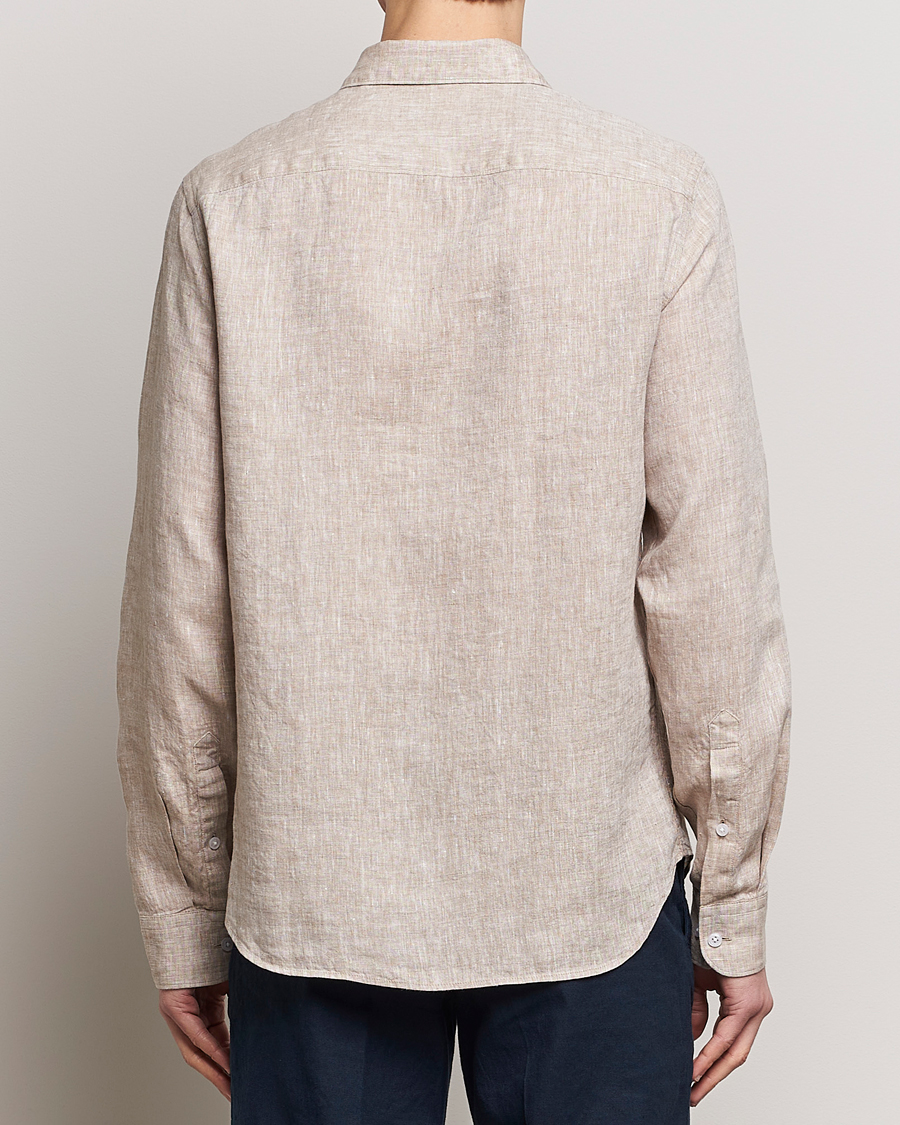 Herre | Skjorter | J.Lindeberg | Slim Fit Linen Melange Shirt Batique Khaki