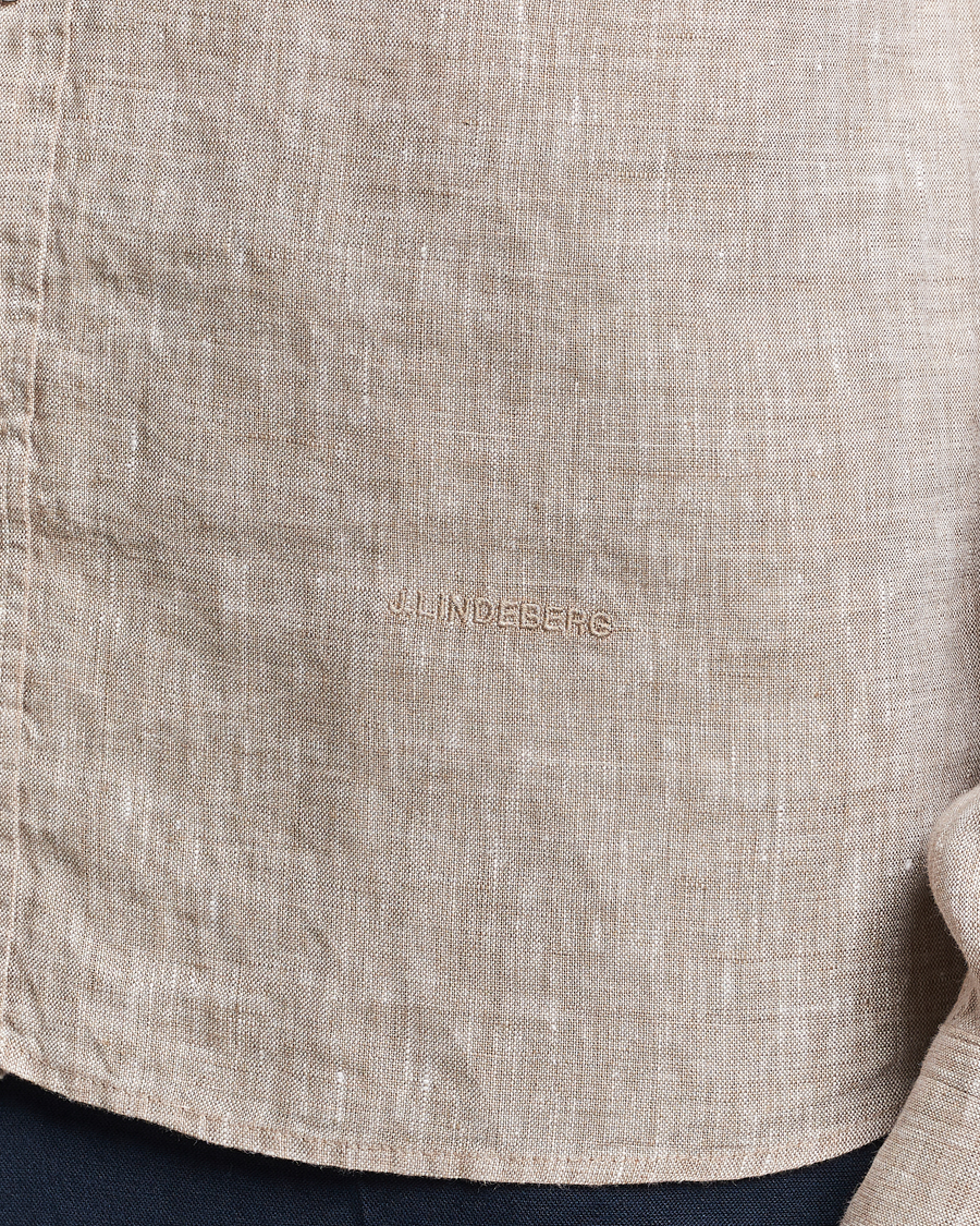 Herre | Skjorter | J.Lindeberg | Slim Fit Linen Melange Shirt Batique Khaki