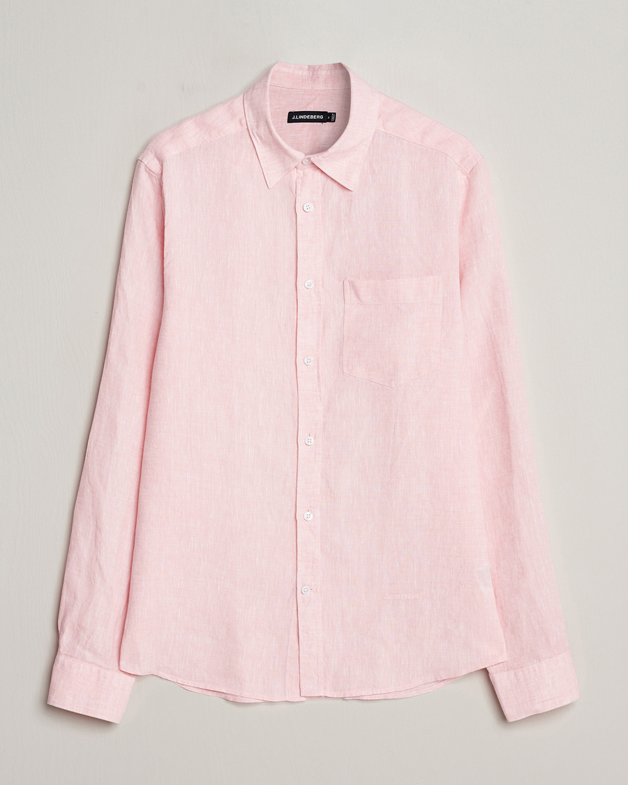 Herre | Skjorter | J.Lindeberg | Slim Fit Linen Melange Shirt Powder Pink