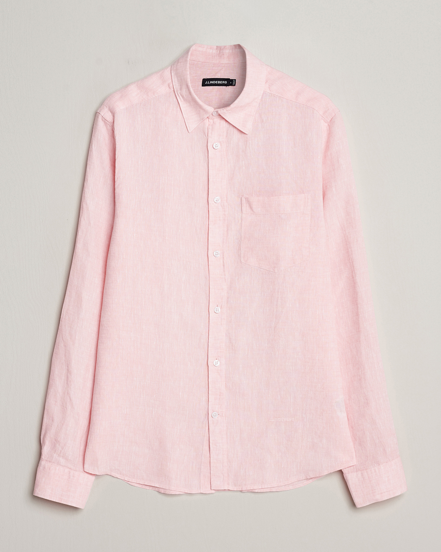 Herre |  | J.Lindeberg | Slim Fit Linen Melange Shirt Powder Pink