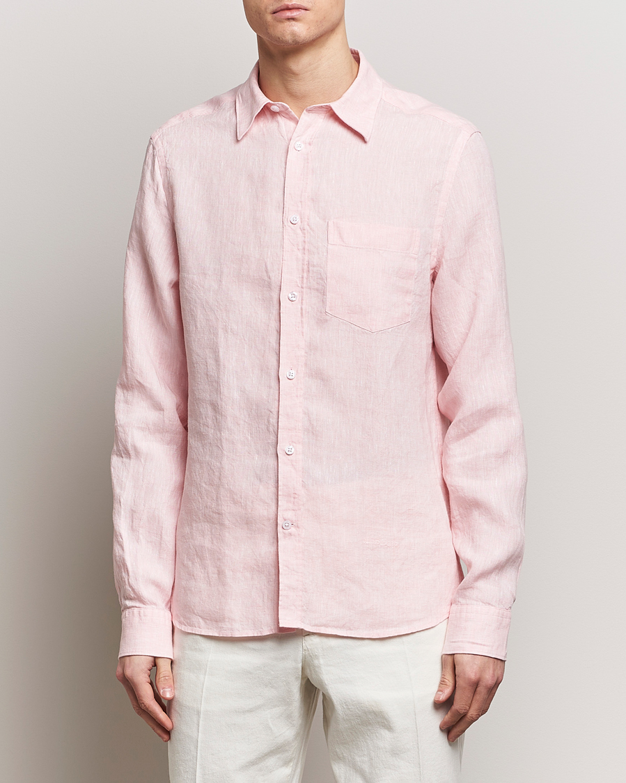 Herre | Casual | J.Lindeberg | Slim Fit Linen Melange Shirt Powder Pink