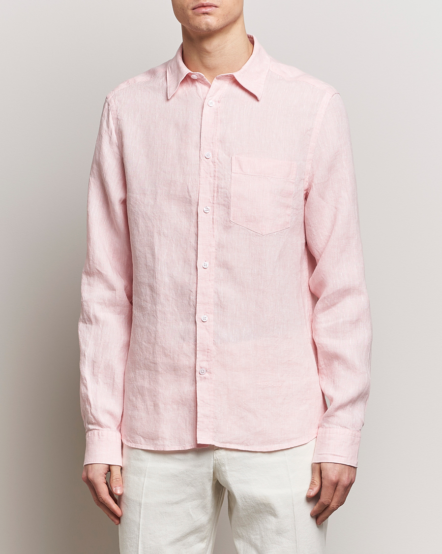 Herre | Loyalitetstilbud | J.Lindeberg | Slim Fit Linen Melange Shirt Powder Pink