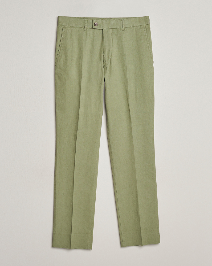 Herre | Bukser | J.Lindeberg | Lois Cotton/Linen Stretch Pants Oil Green