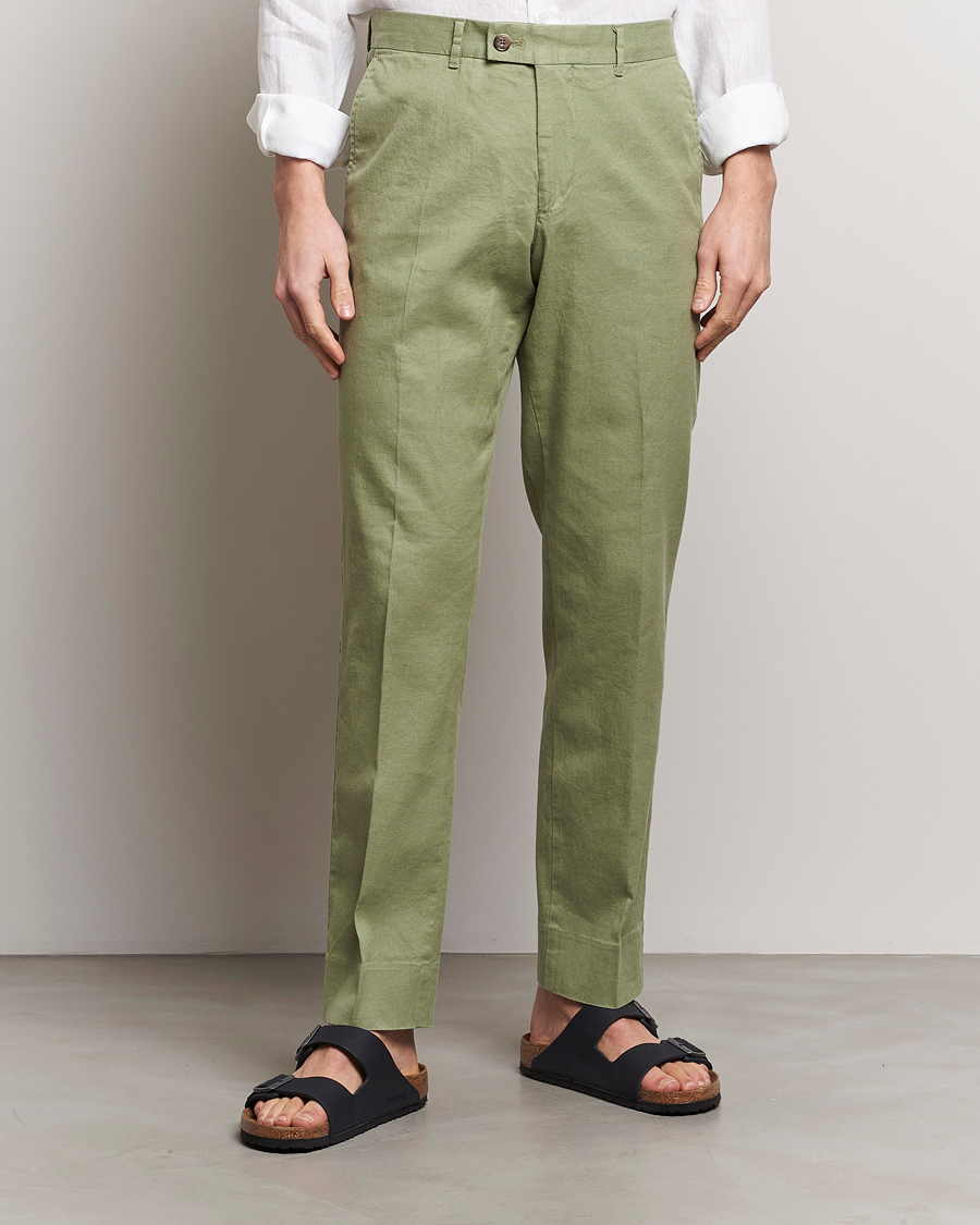 Herre | Bukser | J.Lindeberg | Lois Cotton/Linen Stretch Pants Oil Green