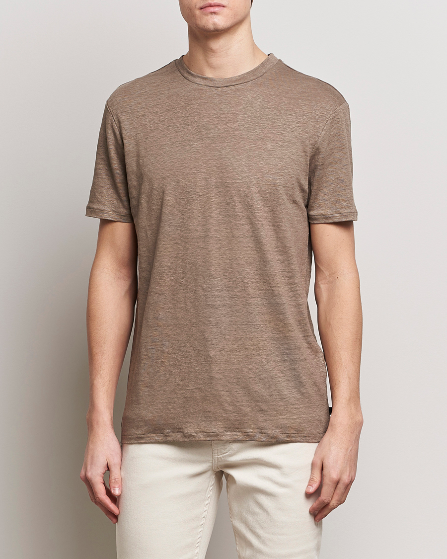 Herre | Kortærmede t-shirts | J.Lindeberg | Coma Linen T-Shirt Walnut