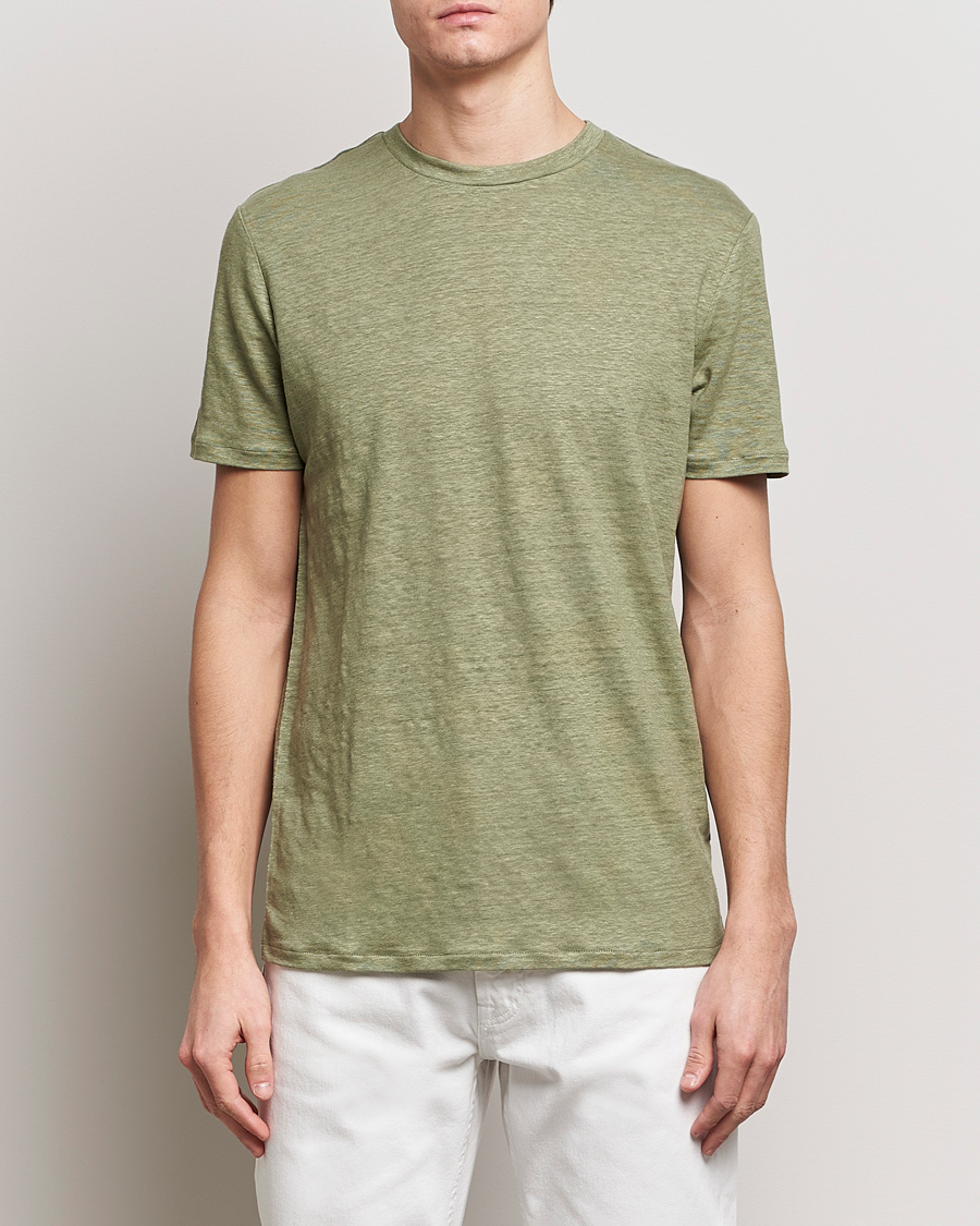 Herre | T-Shirts | J.Lindeberg | Coma Linen T-Shirt Oil Green