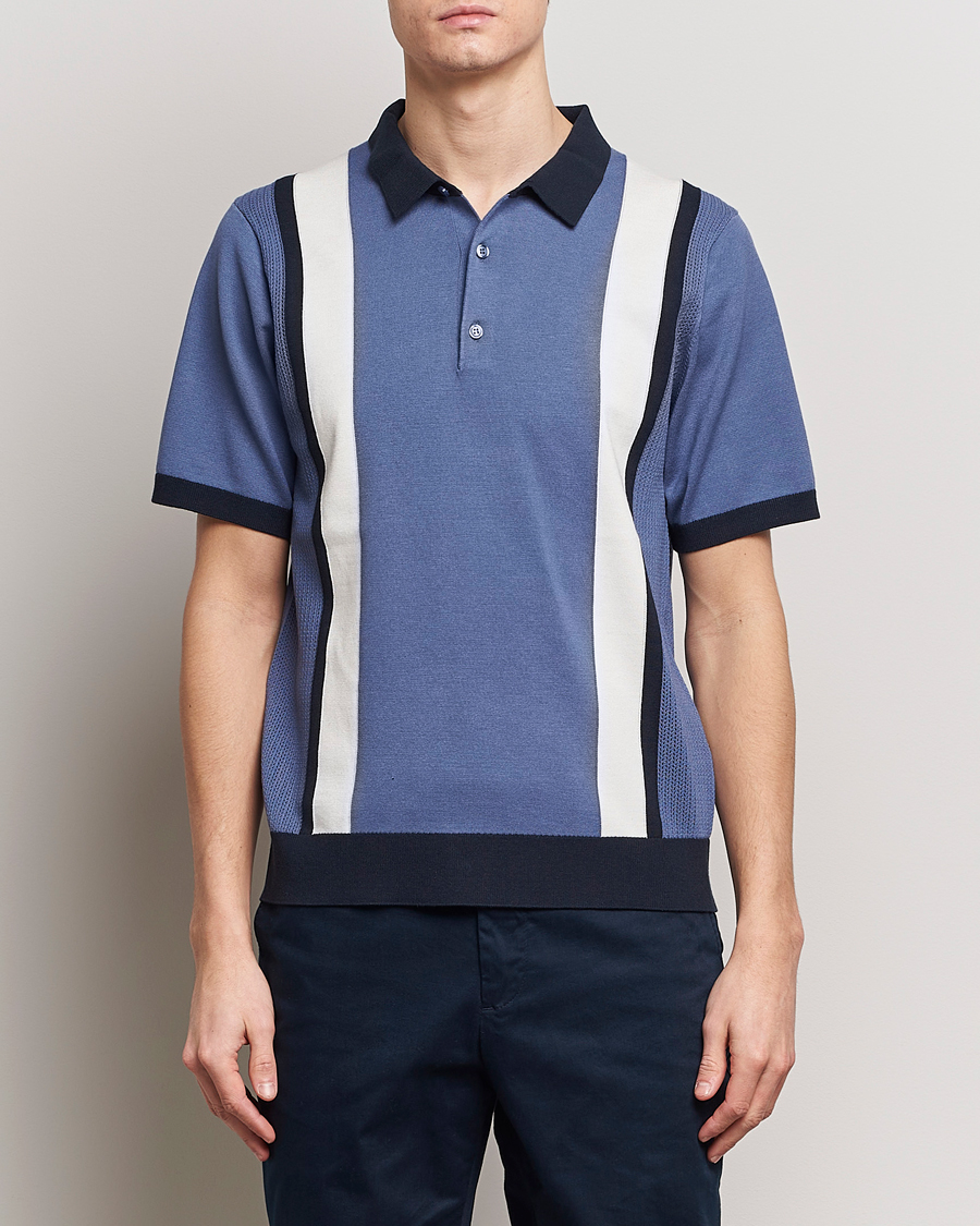 Herre | Polotrøjer | J.Lindeberg | Reymond Stripe Knitted Polo Bijou Blue