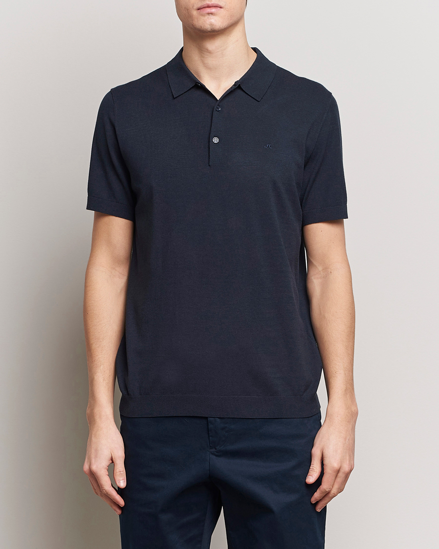 Herre | Kortærmede polotrøjer | J.Lindeberg | Ridge Rayon Silk Polo Navy