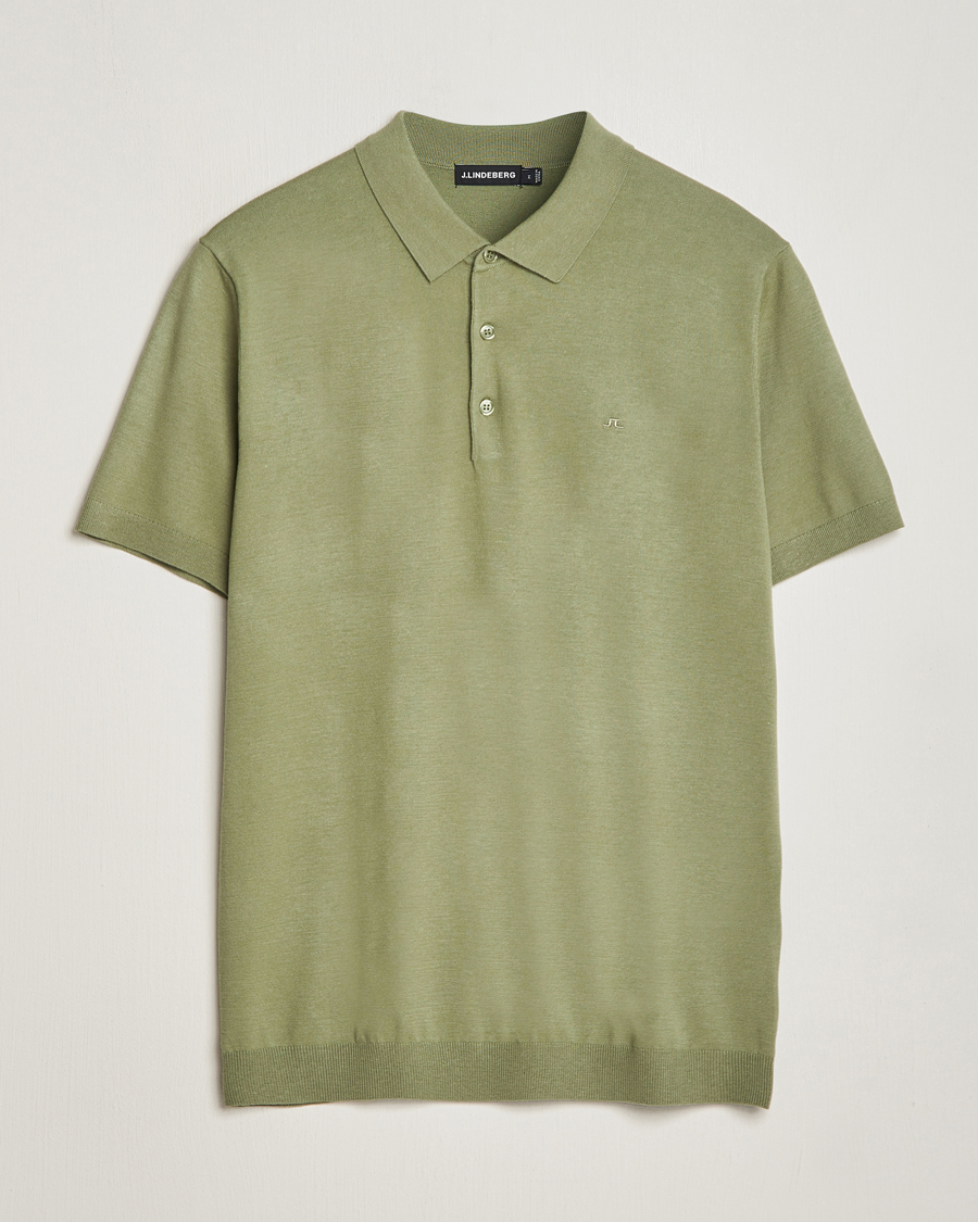 Herre |  | J.Lindeberg | Ridge Rayon Silk Polo Oil Green