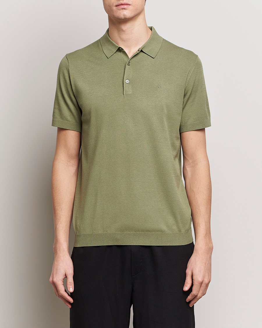 Herre | Kortærmede polotrøjer | J.Lindeberg | Ridge Rayon Silk Polo Oil Green