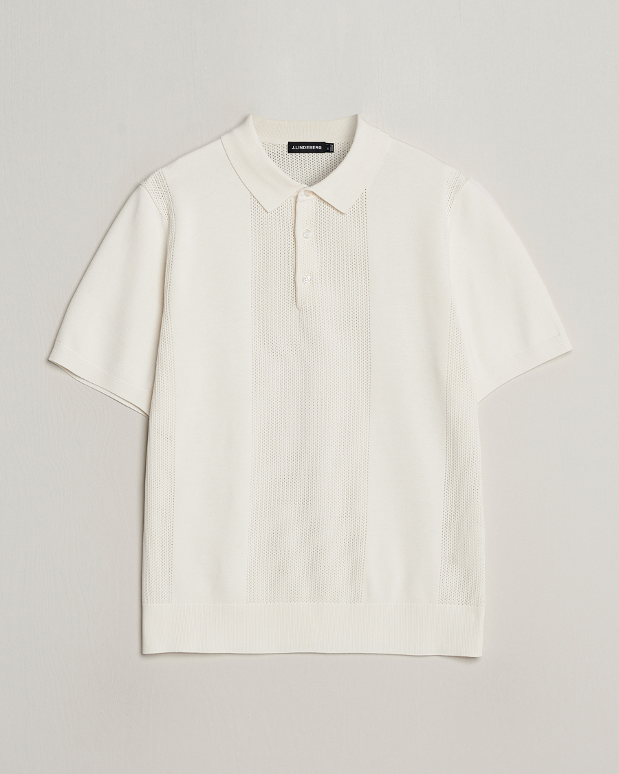 Herre | Polotrøjer | J.Lindeberg | Reymond Solid Knitted Polo Cloud White