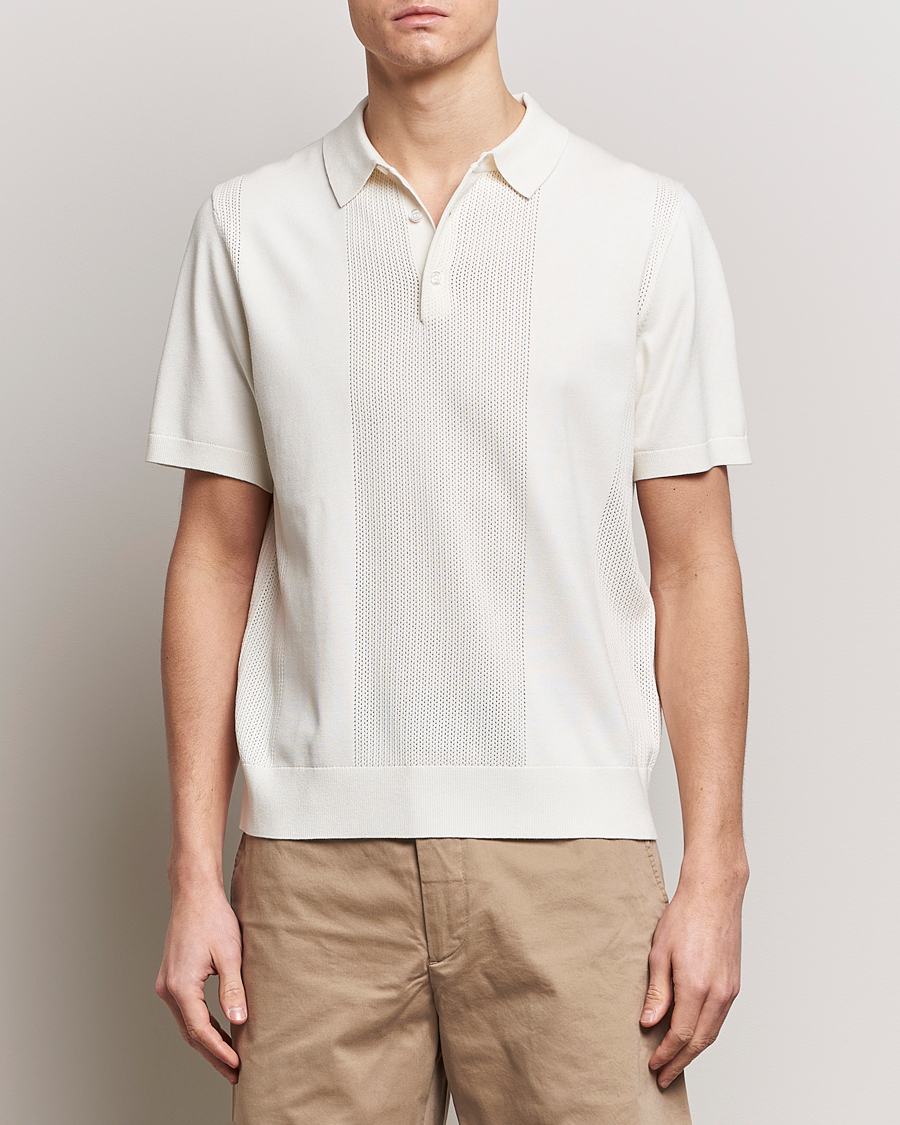 Herre | Kortærmede polotrøjer | J.Lindeberg | Reymond Solid Knitted Polo Cloud White