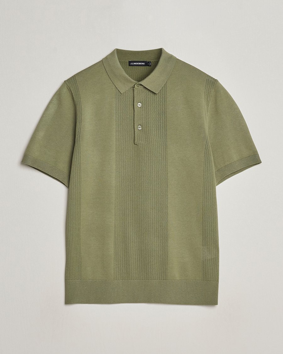Herre | Polotrøjer | J.Lindeberg | Reymond Solid Knitted Polo Oil Green