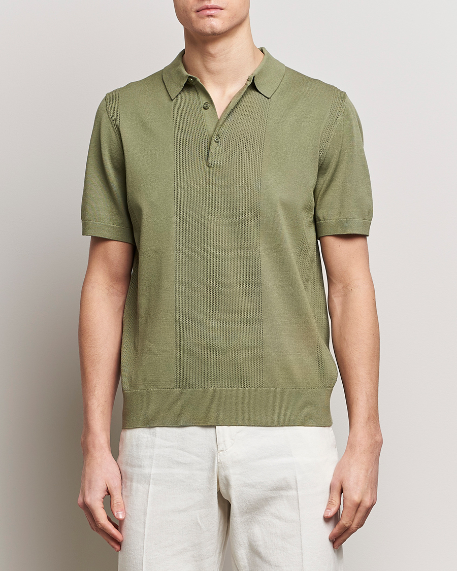 Herre | Kortærmede polotrøjer | J.Lindeberg | Reymond Solid Knitted Polo Oil Green