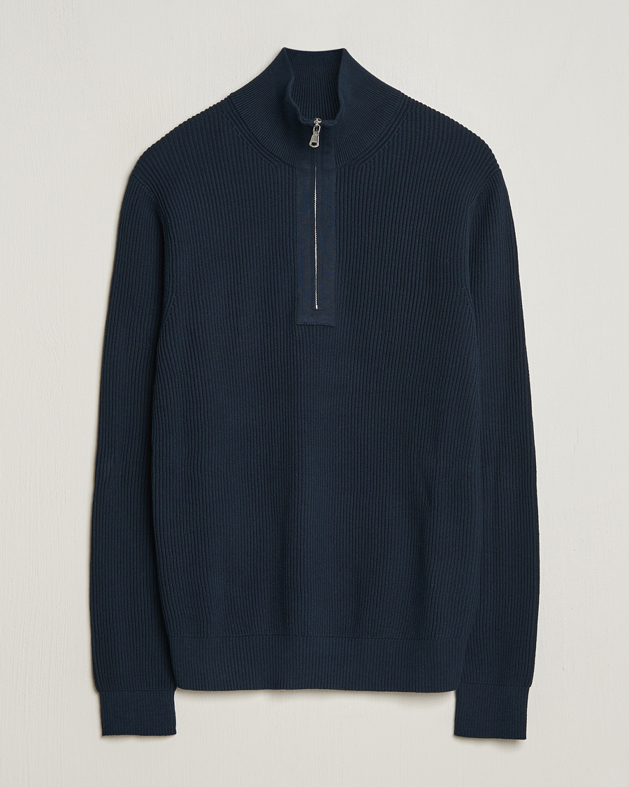 Herre |  | J.Lindeberg | Alex Half Zip Organic Cotton Sweater Navy