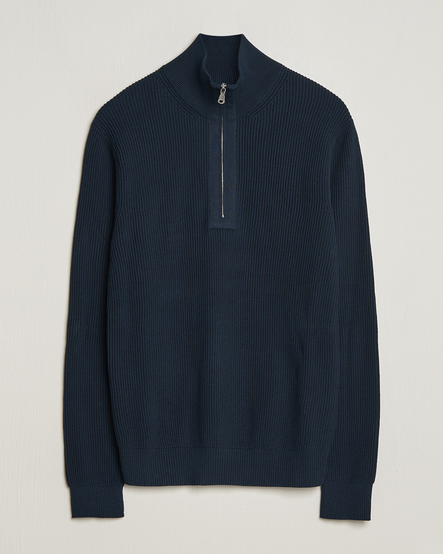 Herre | Trøjer | J.Lindeberg | Alex Half Zip Organic Cotton Sweater Navy