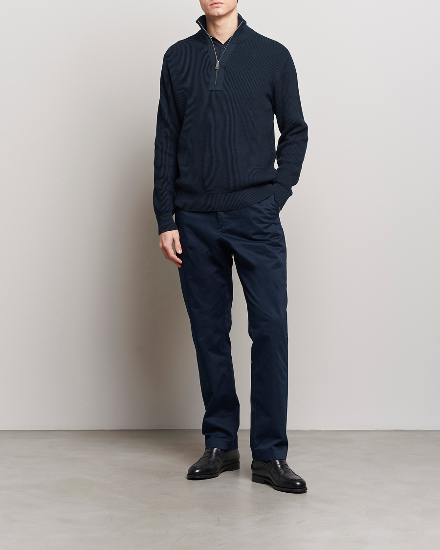 Herre | Trøjer | J.Lindeberg | Alex Half Zip Organic Cotton Sweater Navy