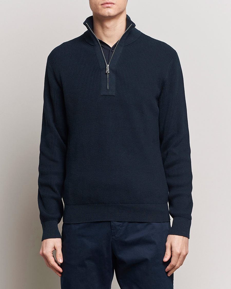 Herre | Half-zip | J.Lindeberg | Alex Half Zip Organic Cotton Sweater Navy