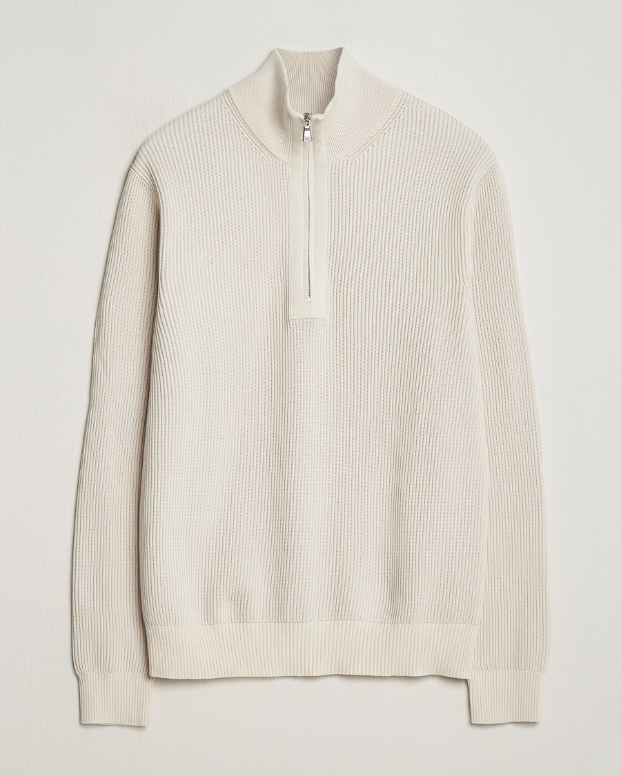 Herre | Trøjer | J.Lindeberg | Alex Half Zip Organic Cotton Sweater Moonbeam