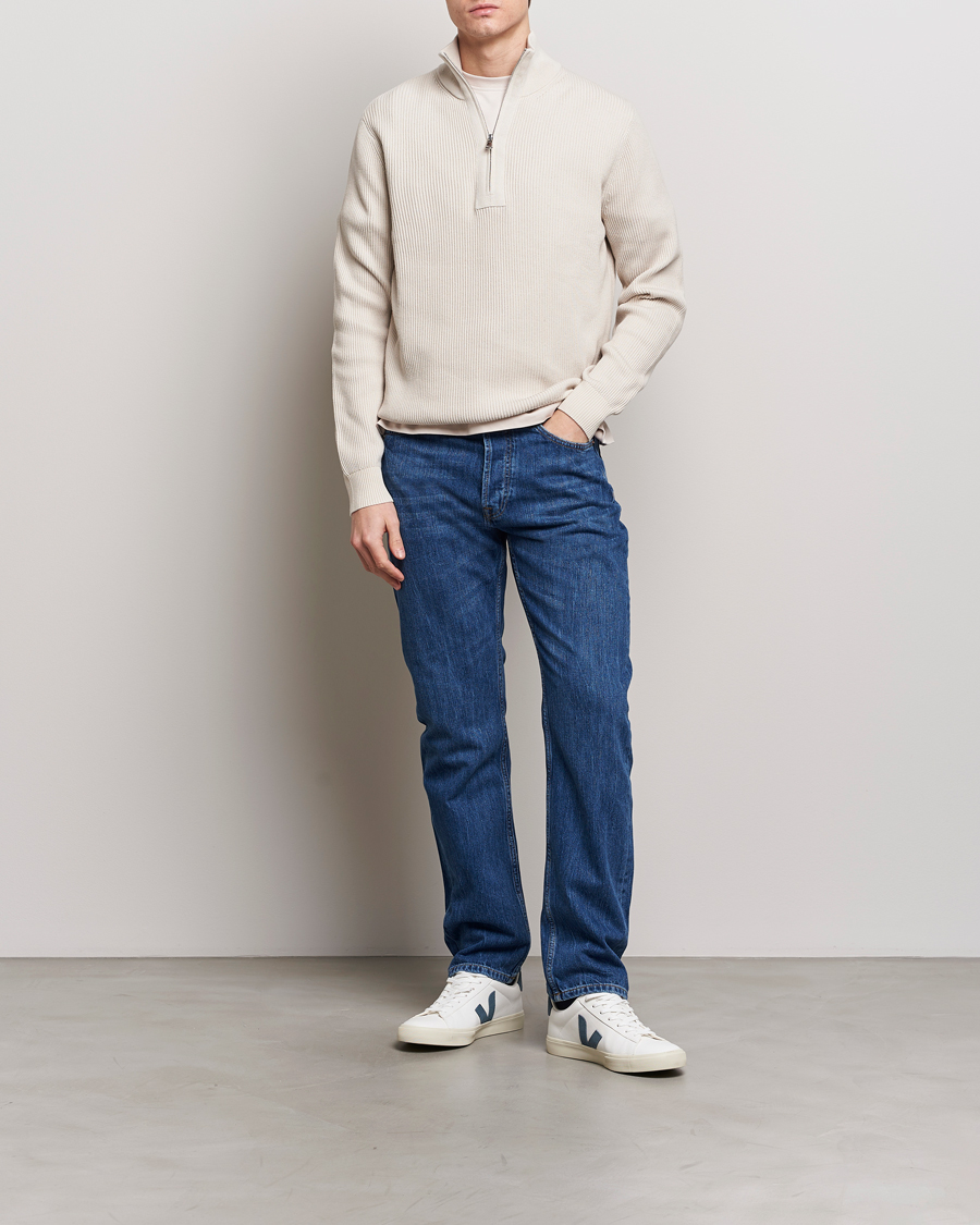 Herre | Trøjer | J.Lindeberg | Alex Half Zip Organic Cotton Sweater Moonbeam