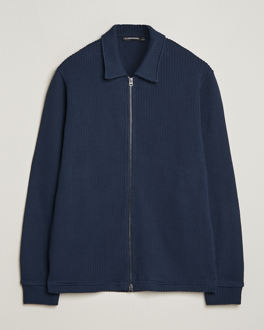 Herre | Trøjer | J.Lindeberg | Lansa Jersey Zip Jacket Navy