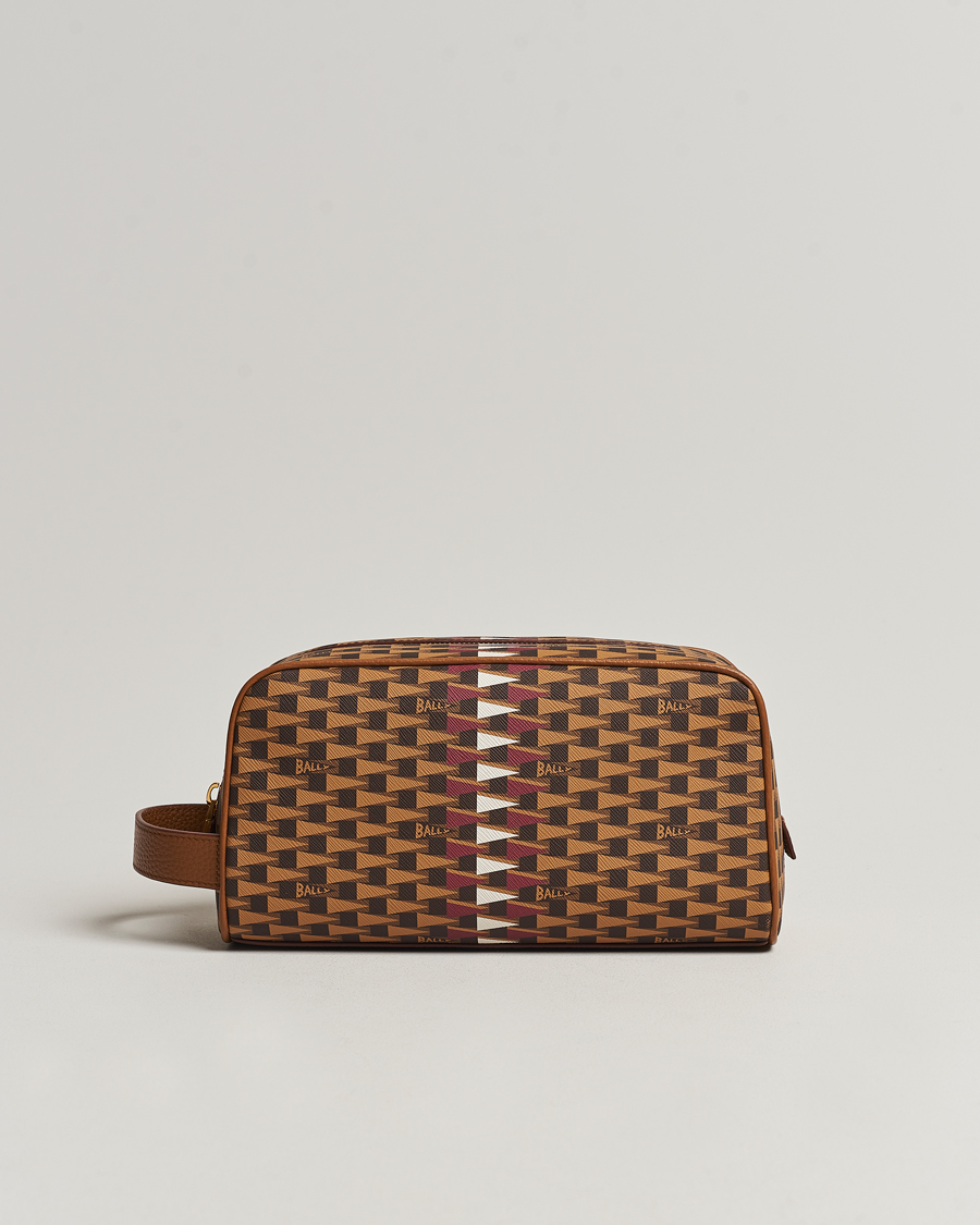 Herre | Bally Pennant Monogram Leather Washbag Brown | Bally | Pennant Monogram Leather Washbag Brown