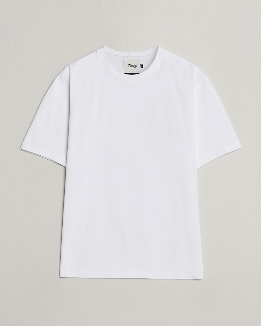Herre | T-Shirts | Drake's | Bird Graphic Print Hiking T-Shirt White