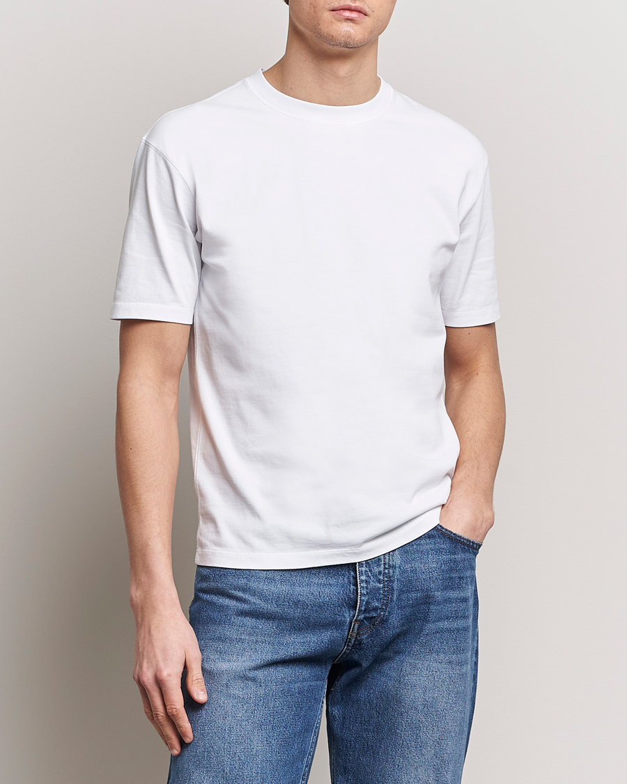 Herre | Afdelinger | Drake's | Bird Graphic Print Hiking T-Shirt White