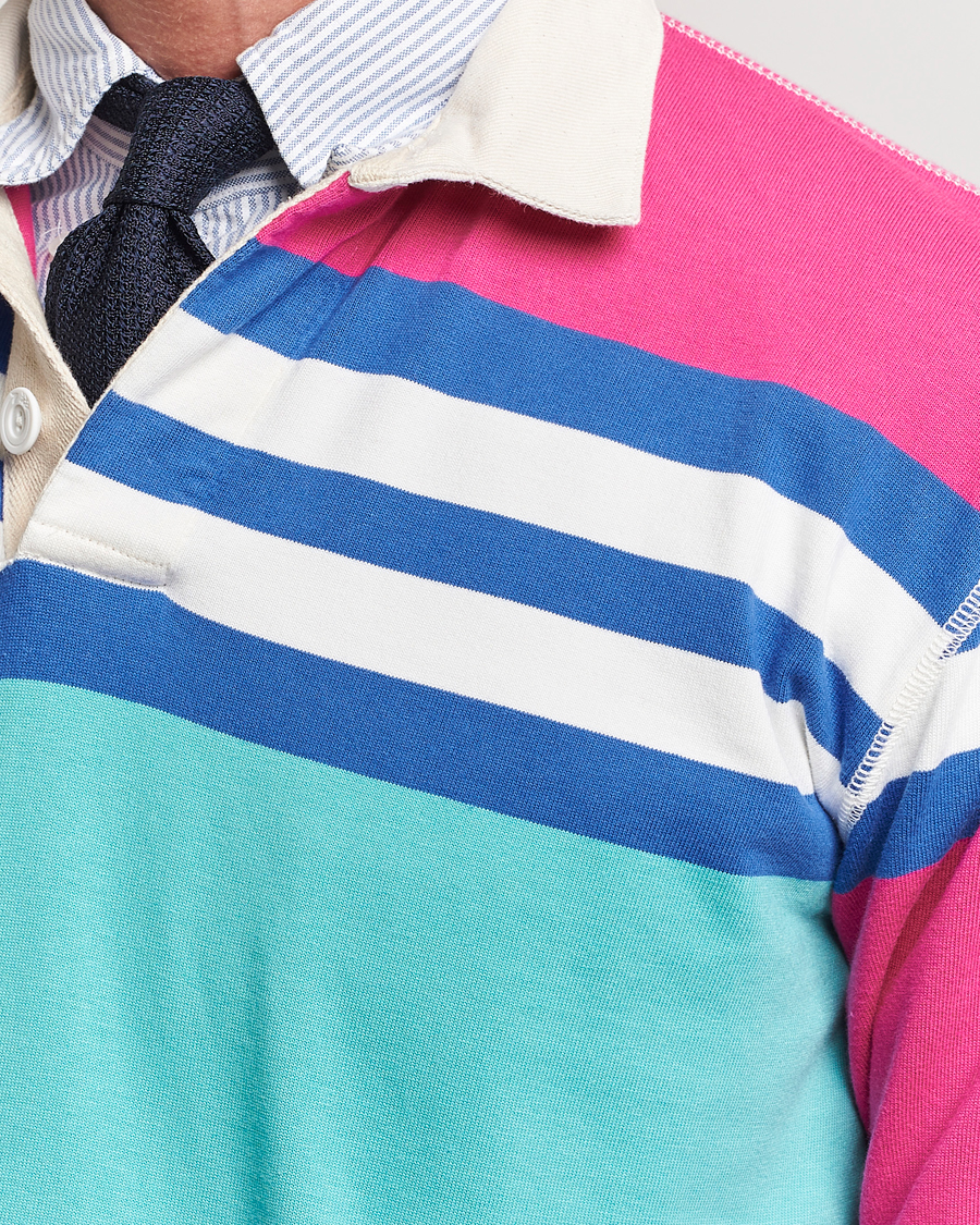 Herre | Trøjer | Drake's | Long Sleeve Stripe Rugby Shirt Multi
