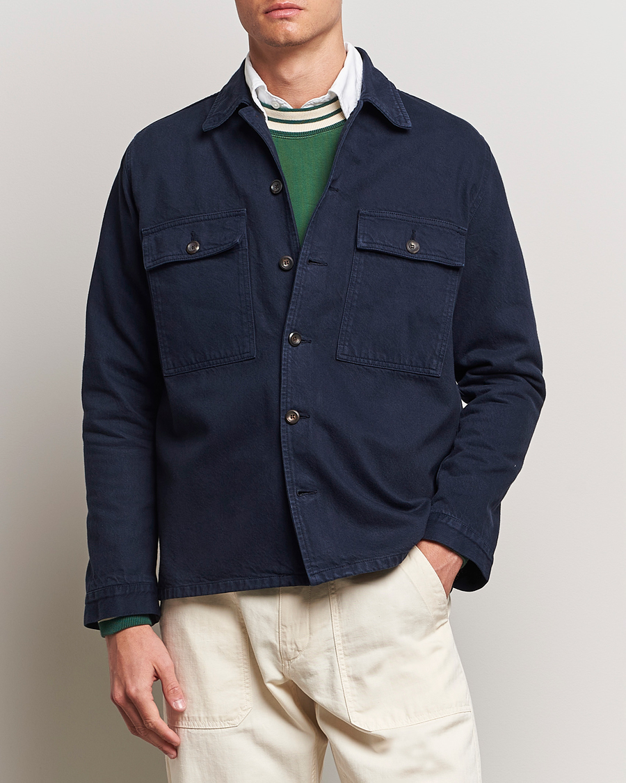 Men | Shirt Jackets | Drake\'s | Cotton Field Shirt Navy