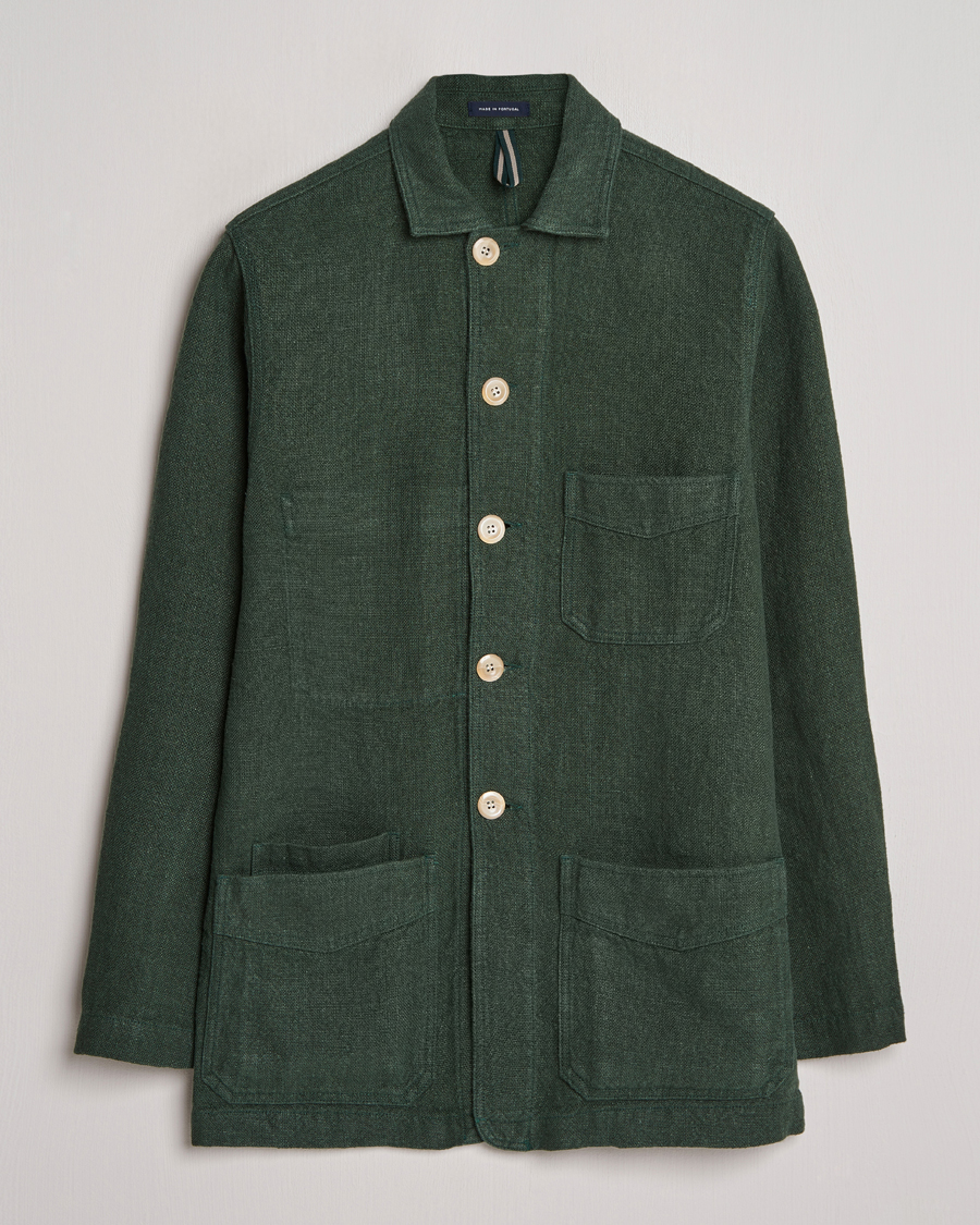Herre | Jakker | Drake's | Heavy Linen Chore Jacket Green
