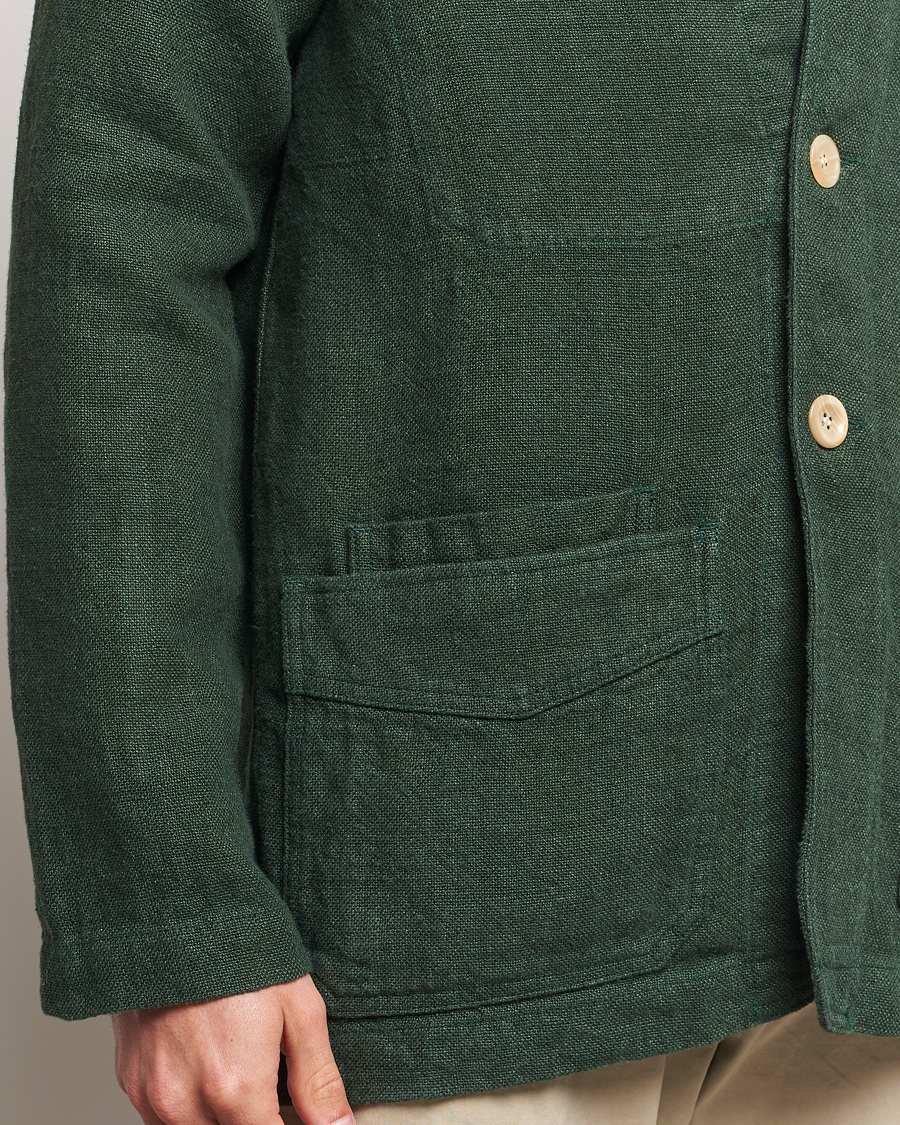 Herre | Jakker | Drake's | Heavy Linen Chore Jacket Green