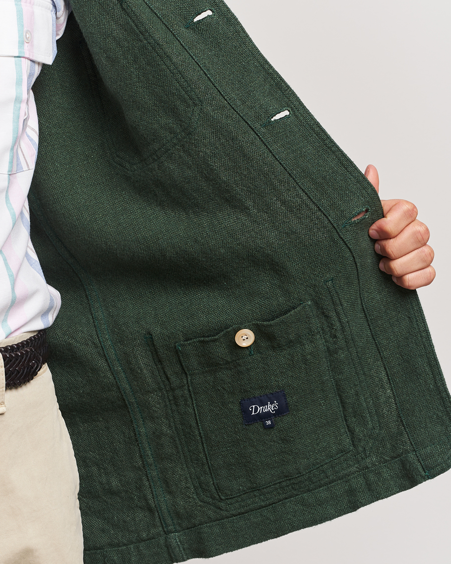 Herre | Jakker | Drake's | Heavy Linen Chore Jacket Green