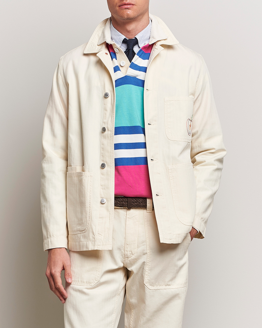 Herre | Afdelinger | Drake\'s | Herringbone Fatigue Cotton Jacket Ecru