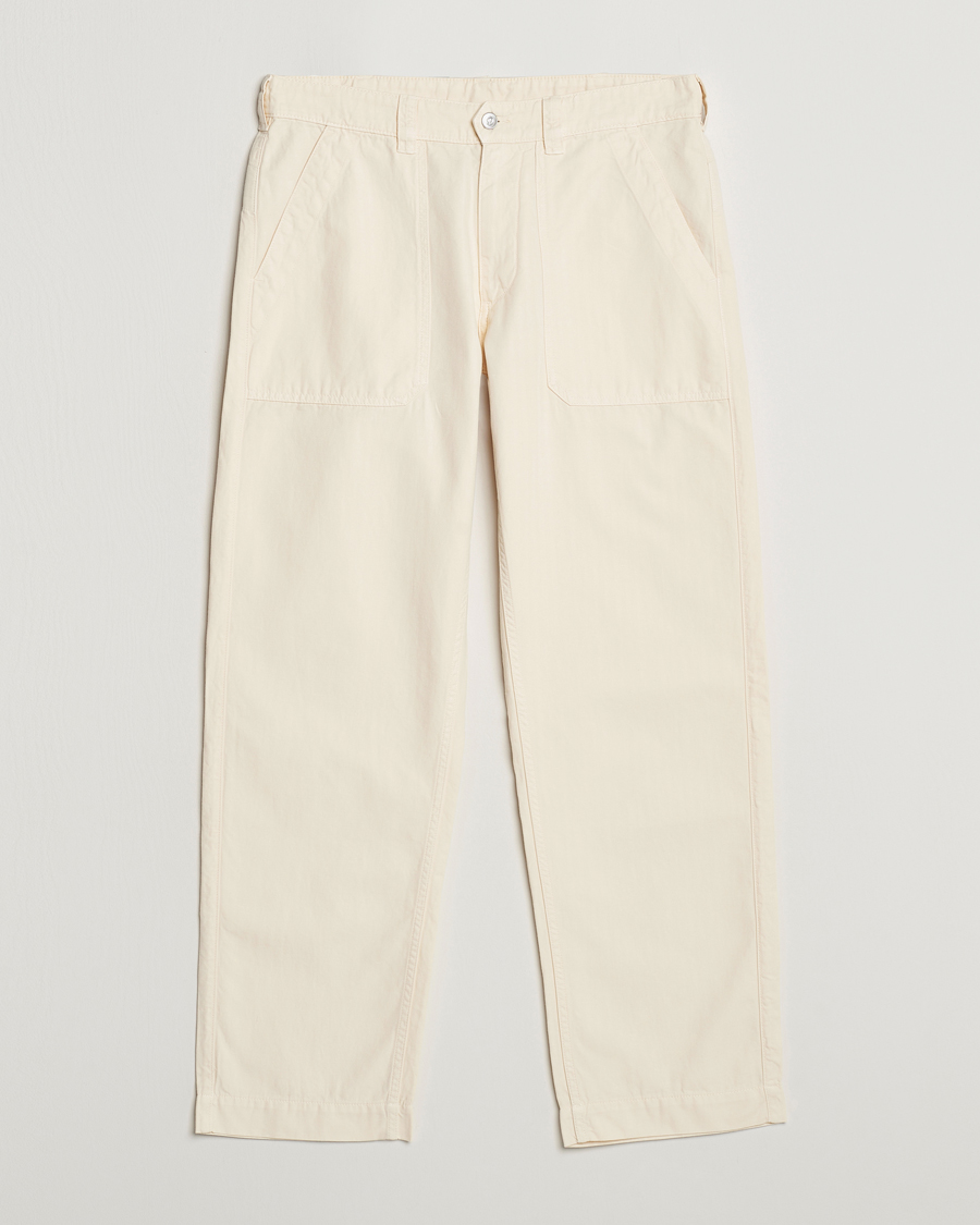 Herr |  | Drake\'s | Herringbone Fatigue Cotton Trousers Ecru