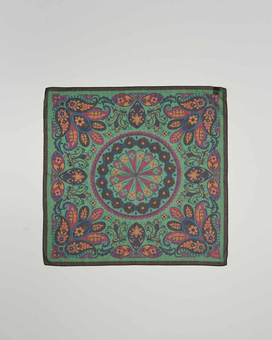 Herre | Drake's Folk Flower Bandana Green | Drake's | Folk Flower Bandana Green