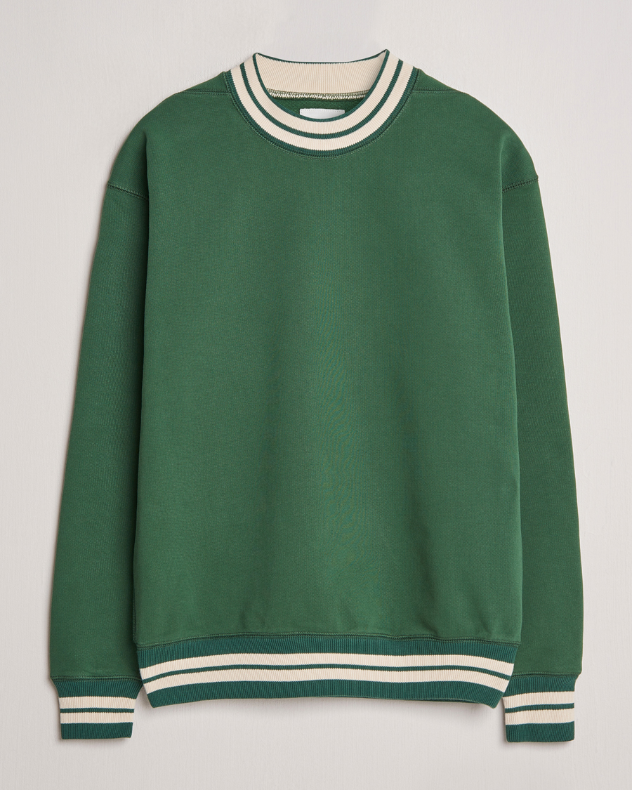 Herre | Trøjer | Drake's | Striped Rib Sweatshirt Green