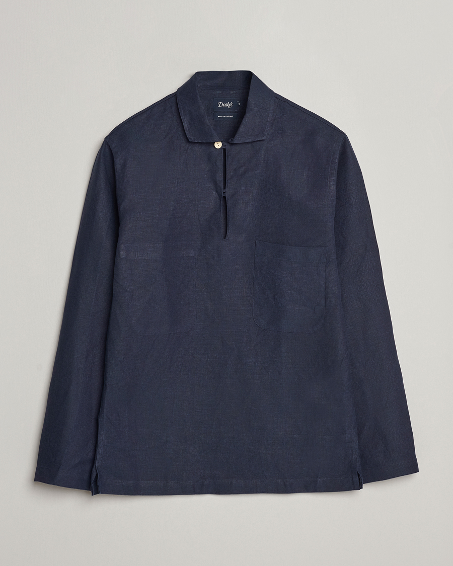 Herre |  | Drake\'s | Marine Linen Smock Navy