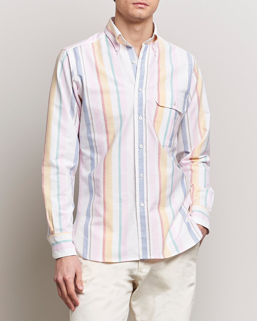 Herre | Tøj | Drake's | Multi Stripe Oxford Shirt Multi
