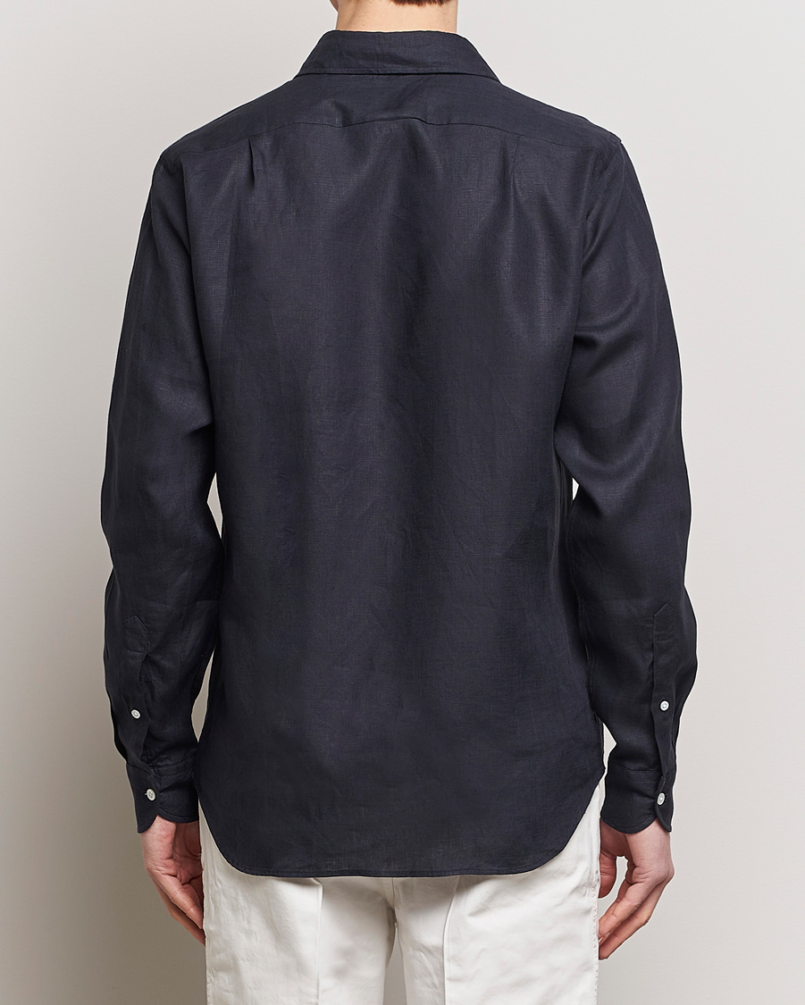 Herre | Skjorter | Drake's | Linen Summer Shirt Navy
