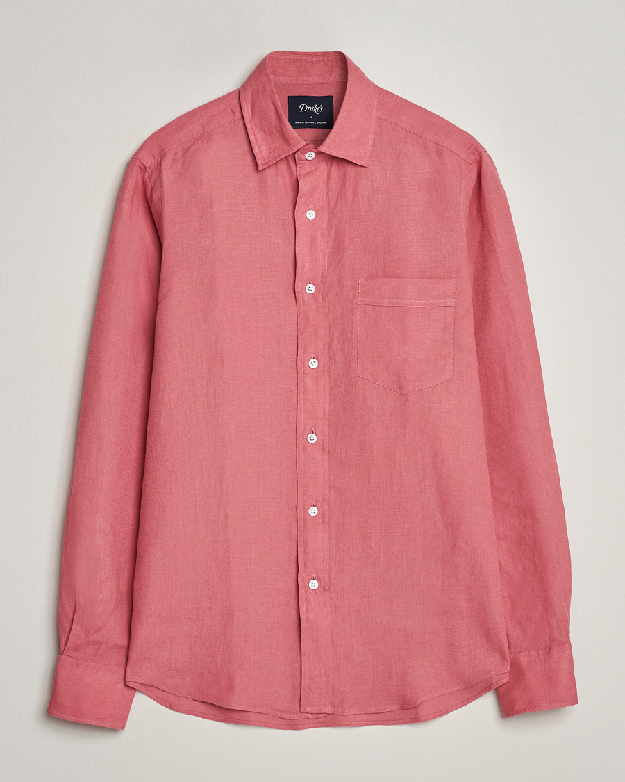 Herre |  | Drake\'s | Linen Summer Shirt Pink