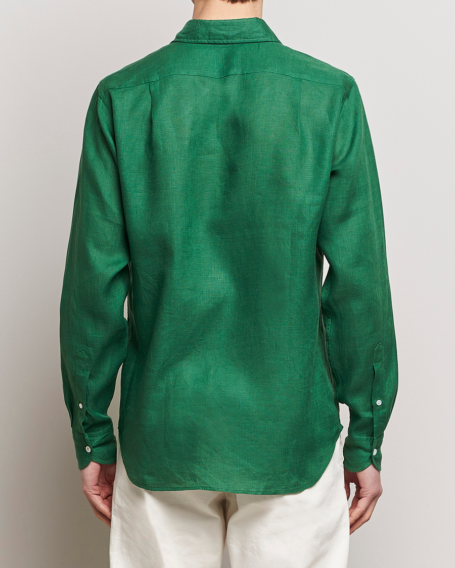 Herre | Skjorter | Drake's | Linen Summer Shirt Green
