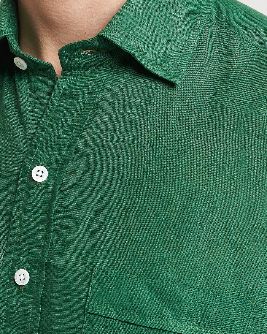 Herre | Skjorter | Drake's | Linen Summer Shirt Green
