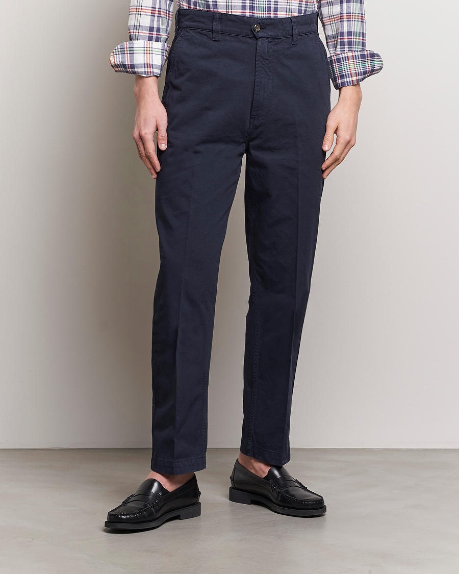 Herre | Best of British | Drake's | Cotton Flat Front Chino Navy