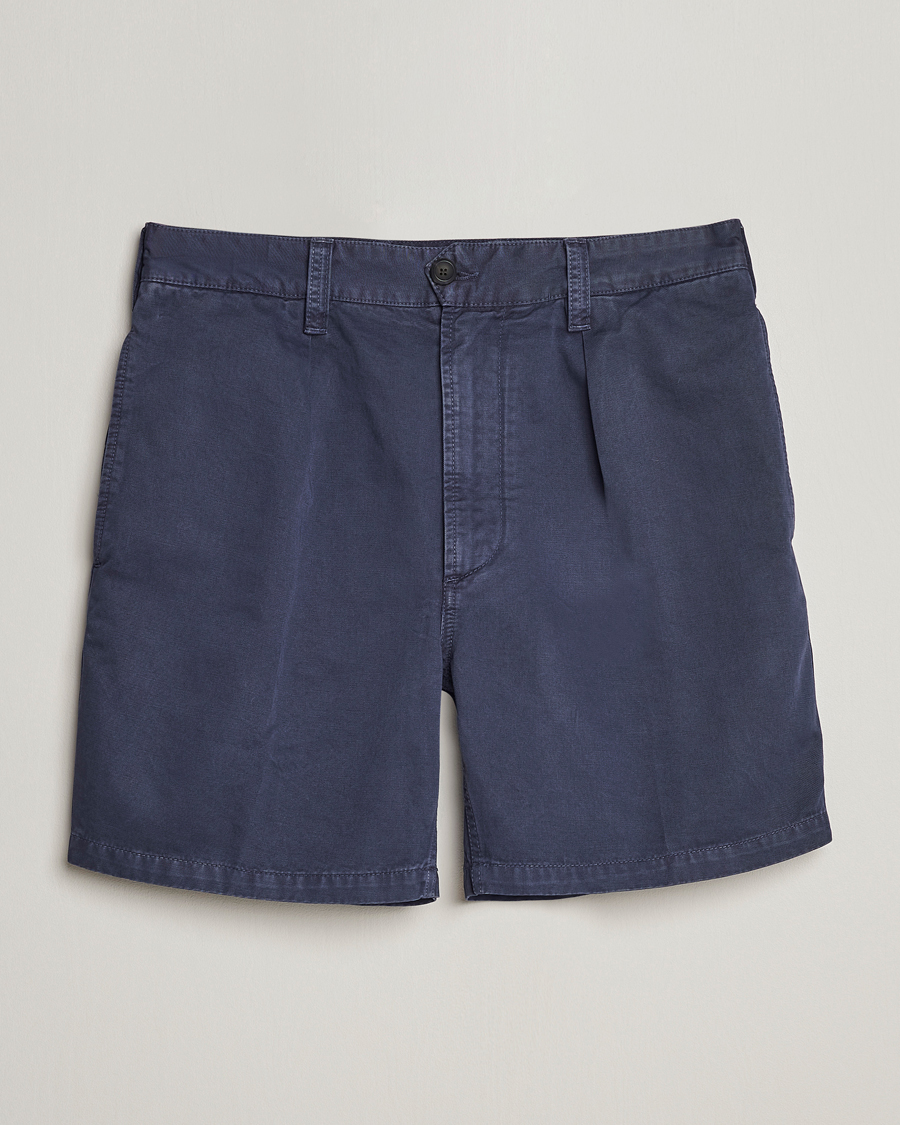 Herre | Shorts | Drake's | Cotton Twill Chino Shorts Washed Navy
