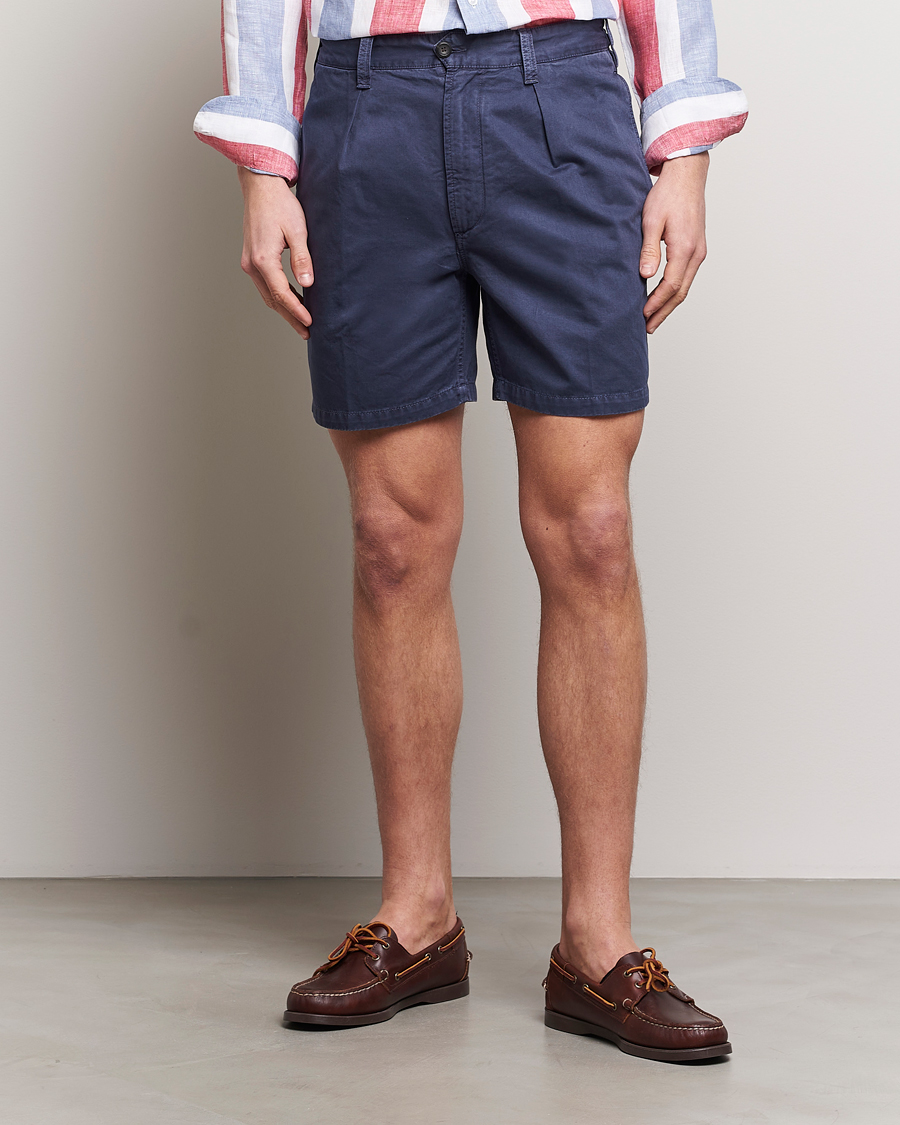 Herre | Afdelinger | Drake's | Cotton Twill Chino Shorts Washed Navy